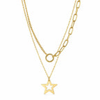 Layered Star Pendant Paperclip Necklace