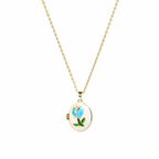 Blue Rose Pearl Pendant Necklace