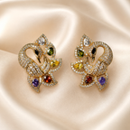 Multicolour Peacock Stud Earrings