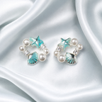 Ocean Cluster Pearl Stud Earrings