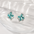Moon Aqua Stud Earrings