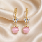 Pink Pearl Butterfly Dangler Earrings