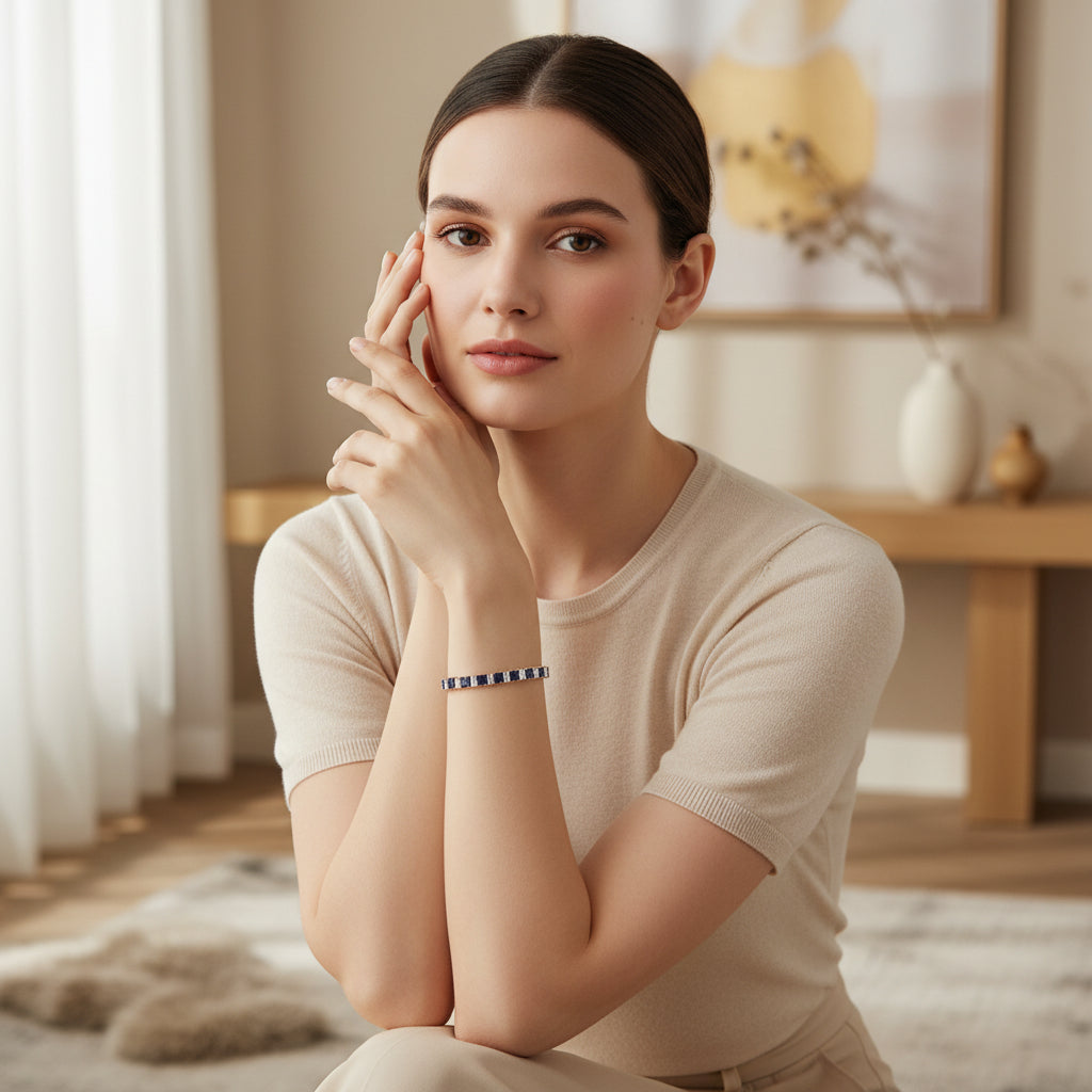 Blue Sapphire Tennis Adjustable Bracelet