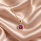 Blush Pink Swarovski Crystal Halo Necklace