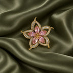 Blush Petal Crystal Flower Brooch