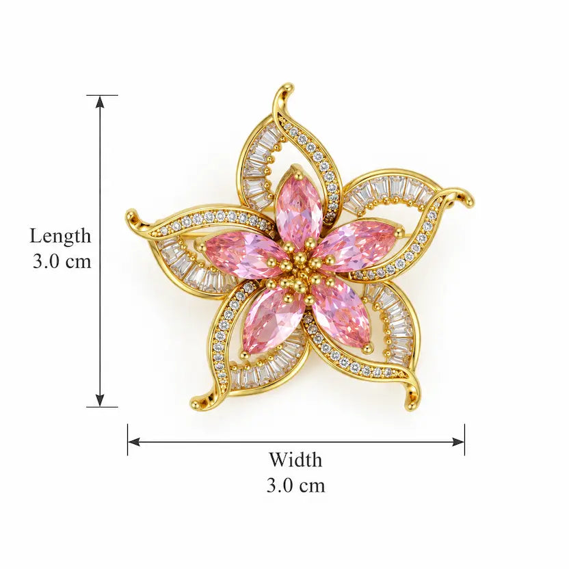 Blush Petal Crystal Flower Brooch