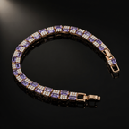 Purple Baguette CZ Rose-Gold Tone Tennis Bracelet