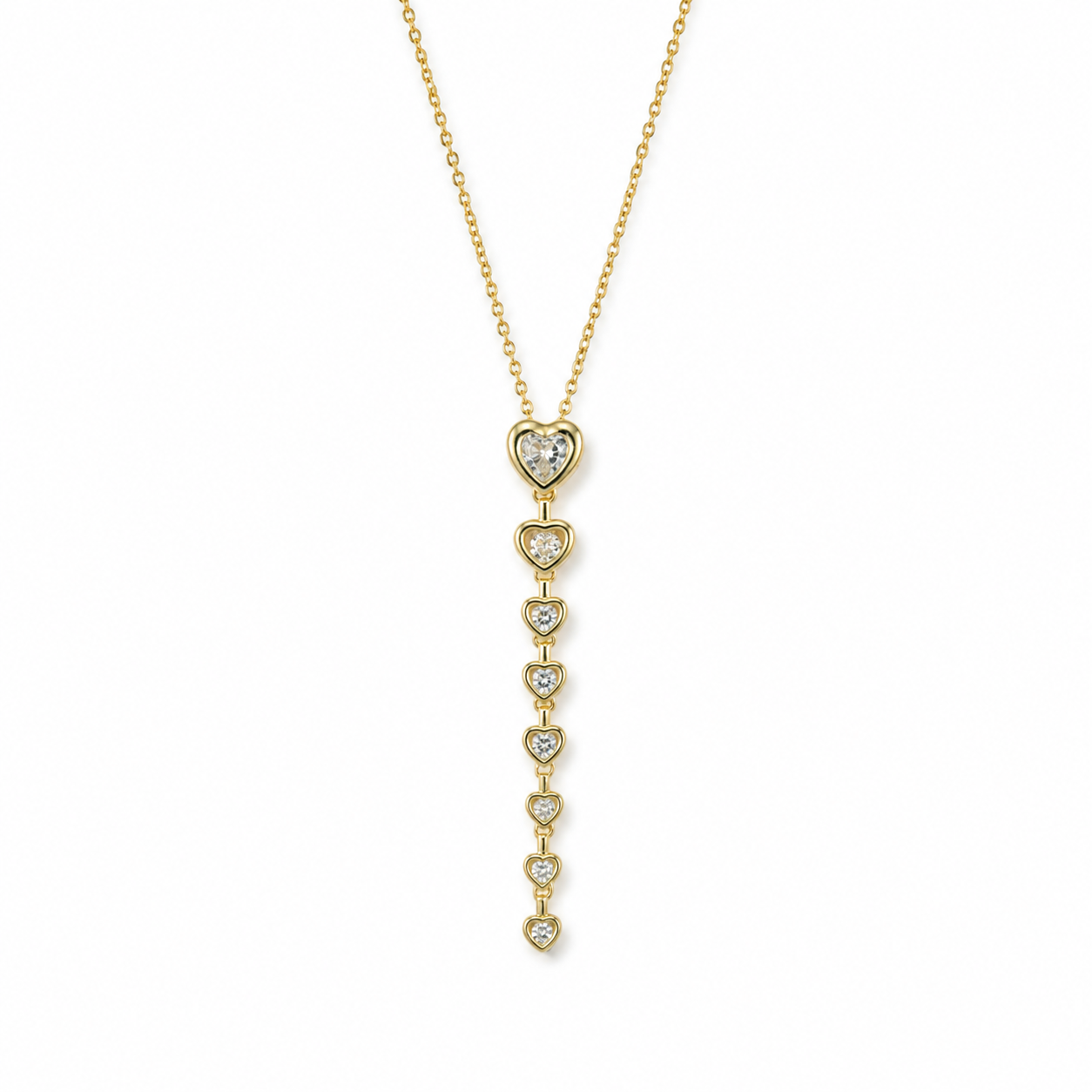 Crystal Heart Cascade Gold-Tone Y Necklace