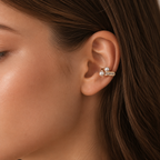 Double Pearl Crystal Gold-Tone Ear Cuff