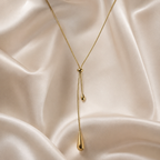 Golden Tear Drop Lariat Necklace