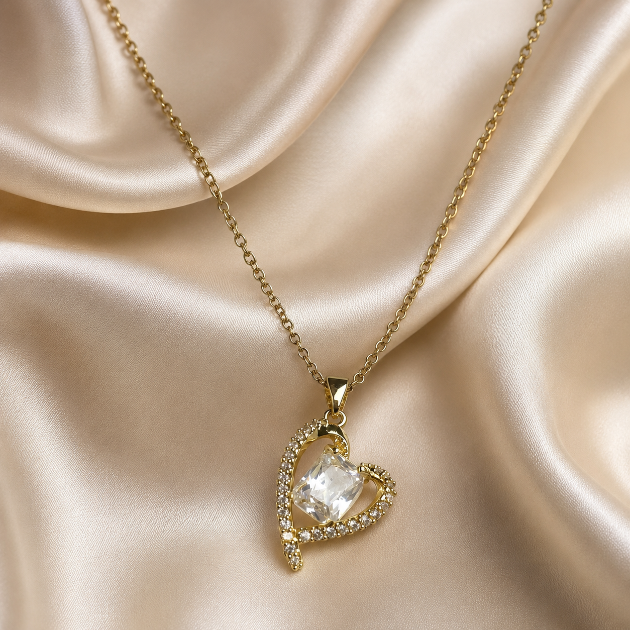Heart Captured White Sapphire Necklace