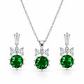 Emerald Green Round CZ Necklace and Earrings Set