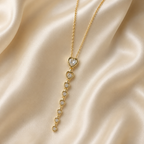Crystal Heart Cascade Gold-Tone Y Necklace
