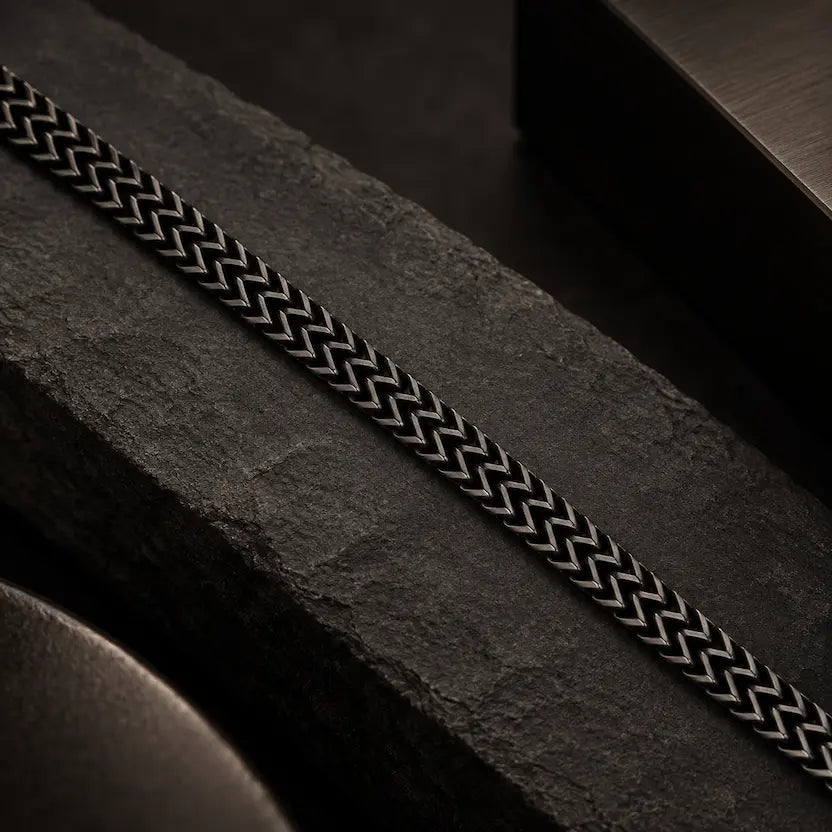 Polished Leaf-Link Men's Bracelet