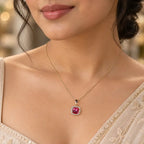 Blush Pink Swarovski Crystal Halo Necklace