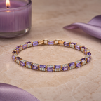 Purple Baguette CZ Rose-Gold Tone Tennis Bracelet