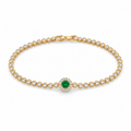 Emerald Green Halo Rose-Gold Tone Tennis Bracelet