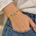 Layered Green Stone Snake Chain Bracelet