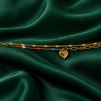 Layered Heart Charm and Multicolour Bead Bracelet