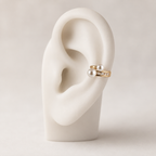 Double Pearl Crystal Gold-Tone Ear Cuff