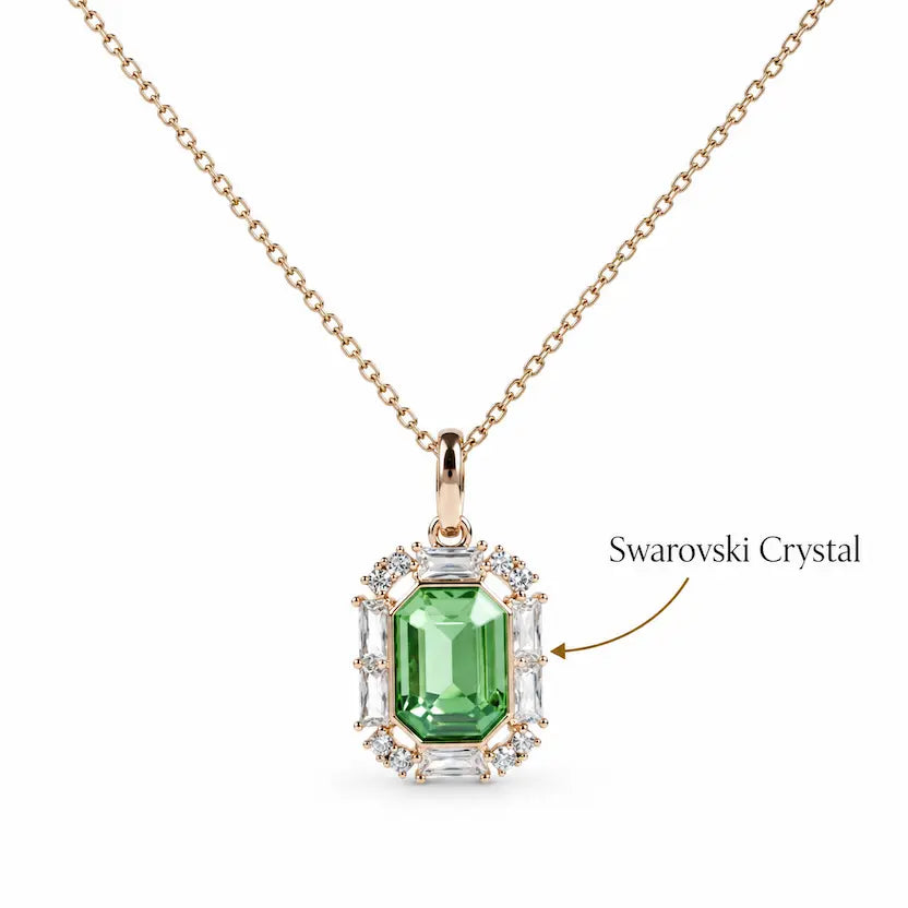 Green Swarovski Crystal Halo Pendant Necklace