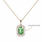 Green Swarovski Crystal Halo Pendant Necklace