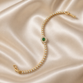Emerald Green Halo Rose-Gold Tone Tennis Bracelet