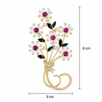 Pink Daisy Bouquet Gold-Tone Crystal Brooch