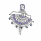 Purple Crystal Dancer Silver-Tone Statement Brooch