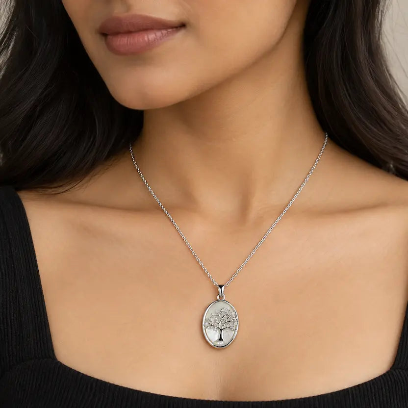 Tree of Life Oval Pendant Necklace