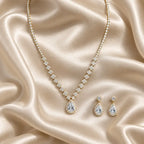 Pear-Cut Tennis Necklace & Earrings Set