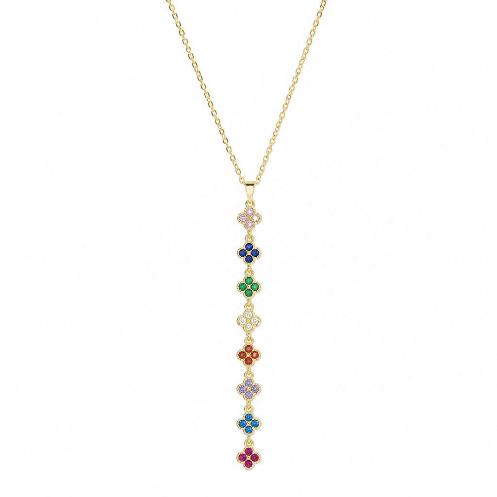 Multicolour Clover Drop Gold-Tone Necklace