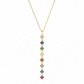 Multicolour Clover Drop Gold-Tone Necklace