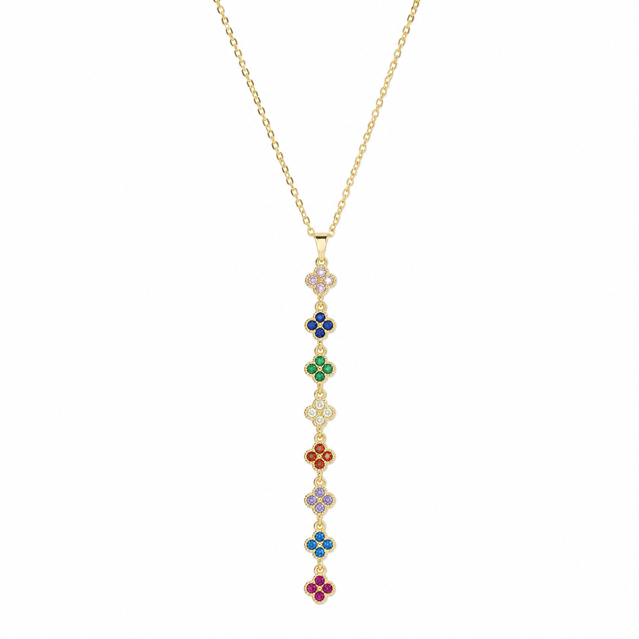 Multicolour Clover Drop Gold-Tone Necklace
