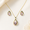 Blush Drop Necklace Earrings Set