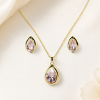 Blush Drop Necklace Earrings Set