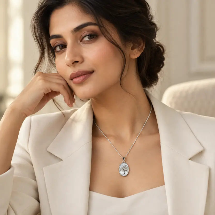 Tree of Life Oval Pendant Necklace
