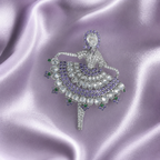 Purple Crystal Dancer Silver-Tone Statement Brooch