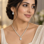 Pear-Cut Tennis Necklace & Earrings Set