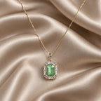 Green Swarovski Crystal Halo Pendant Necklace