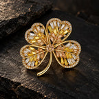 Golden Clover Baguette Brooch
