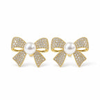 Bow and Pearl Stud Earrings