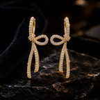 Ribbon Knot Diamond Dangler Earrings