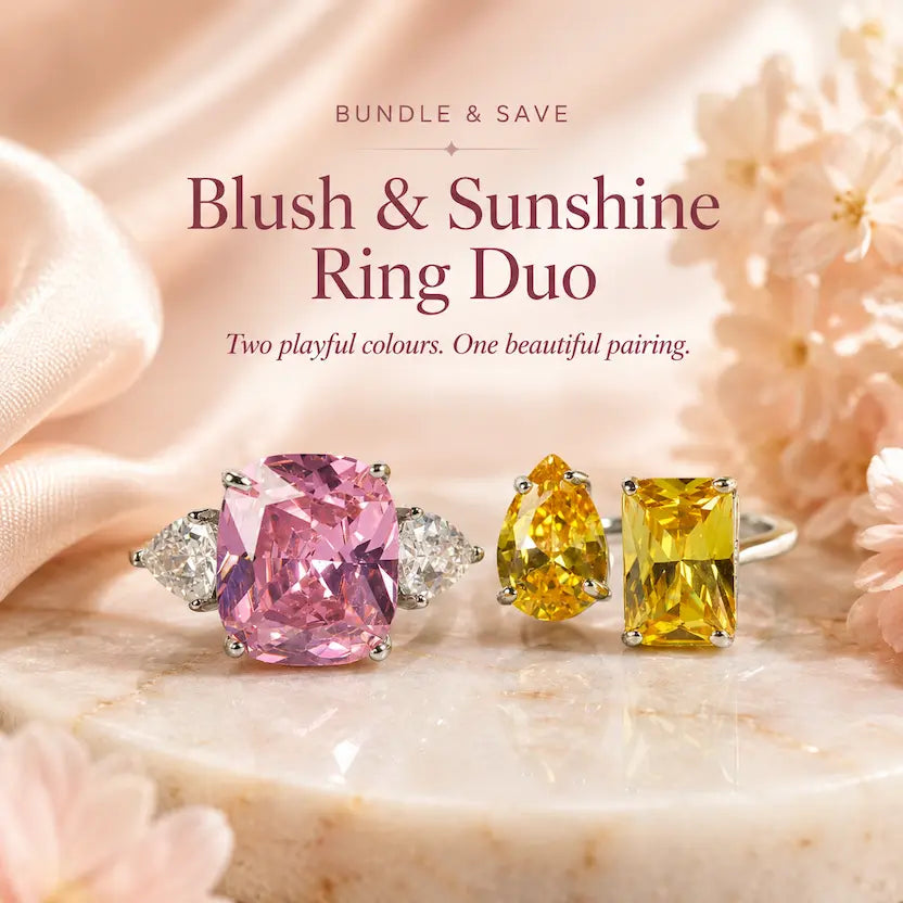 Blush & Sunshine Ring Duo - Size Adjustable