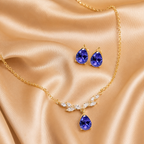 Purple Teardrop Crystal Necklace and Earrings Set