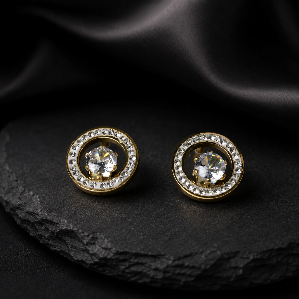 Halo Solitaire Stud Earrings