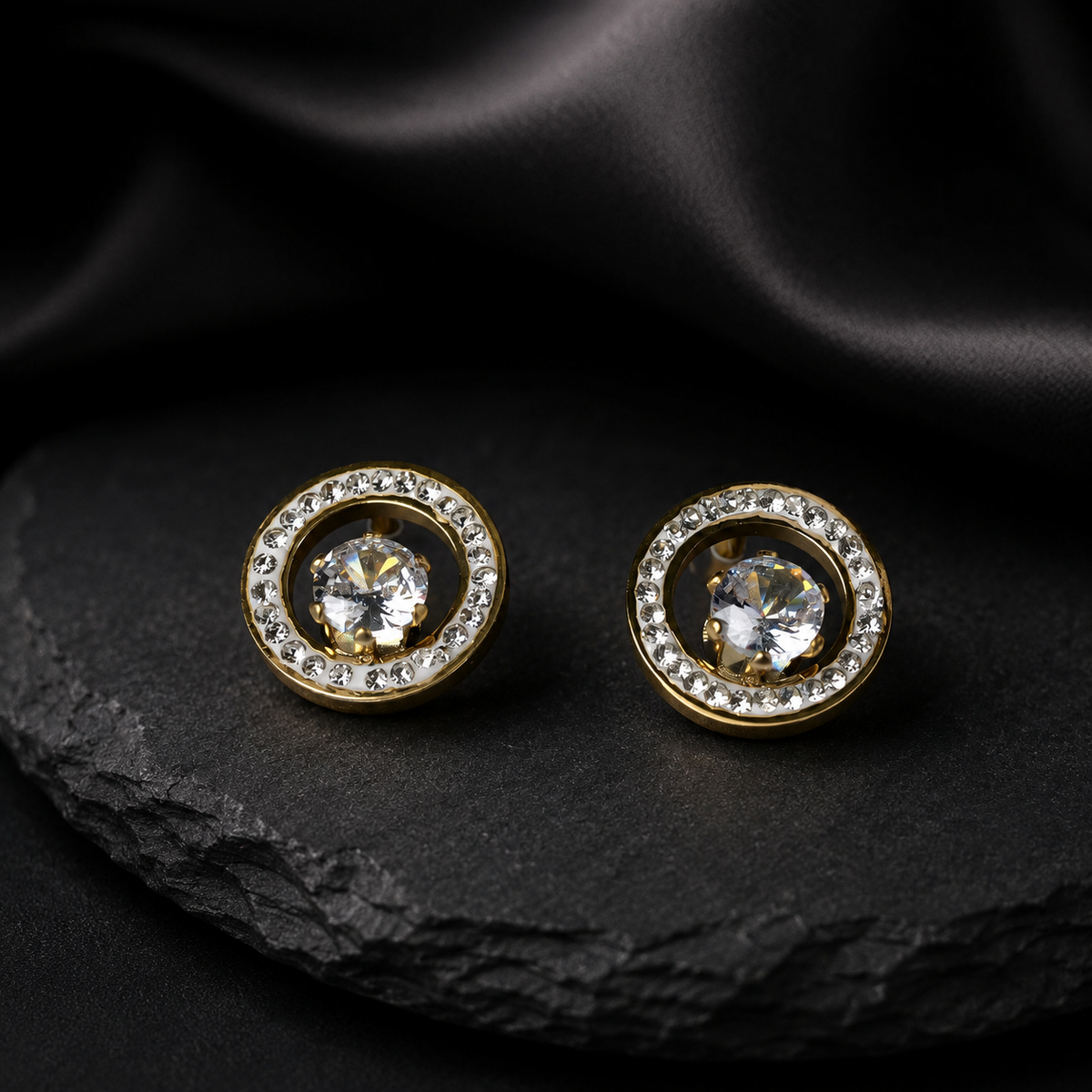 Halo Solitaire Stud Earrings