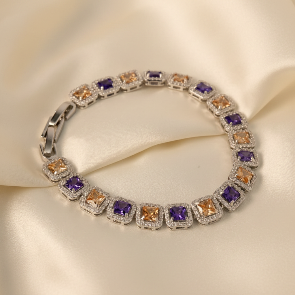 Amethyst Halo Tennis Bracelet