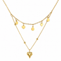 Heart and Disc Stack Necklace