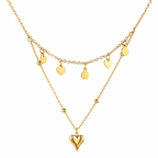 Heart and Disc Stack Necklace
